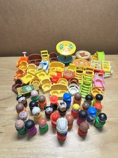 Vintage Fisher Price Little People Mixed Lot 37 Accessories 27 Figures Wooden