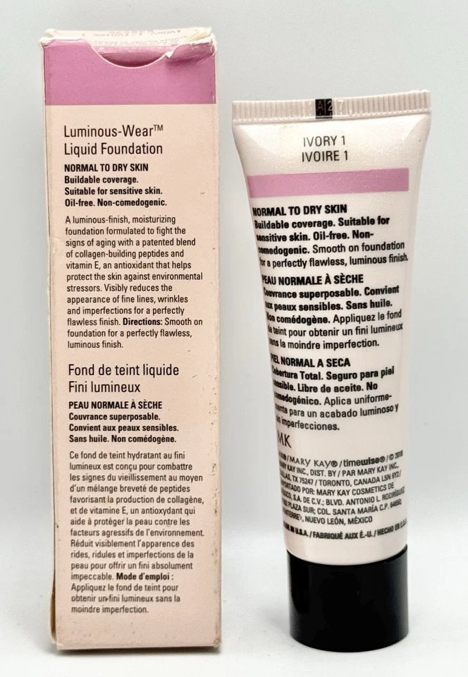 Mary Kay Luminous-Wear Liquid Foundation Ivory 1 - 038696 Normal to Dry Skin 1oz - Image 2 of 3