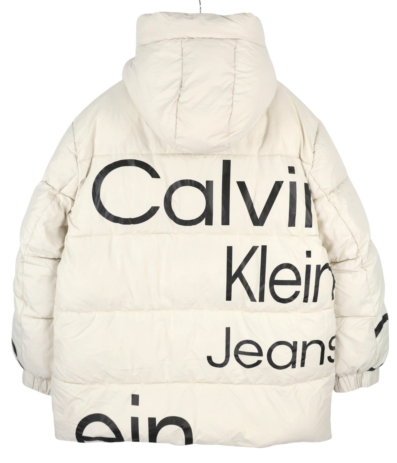 CALVIN KLEIN Disrupted Logo Men Jacket L White Quilted Hooded Insulated RRP365 * thumbnail 4