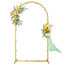 6 ft Wedding Arch Backdrop Stand, Gold Metal Party Background Frame 6FT