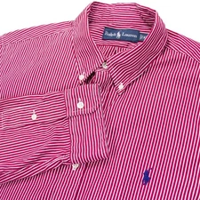 Vintage Polo Ralph Lauren Mens XL Red White Stripe Long Sleeve Shirt