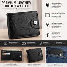 Men's US 100 Dollar Bill Leather Bifold Card Photo Holder Wallet Handbag Purse