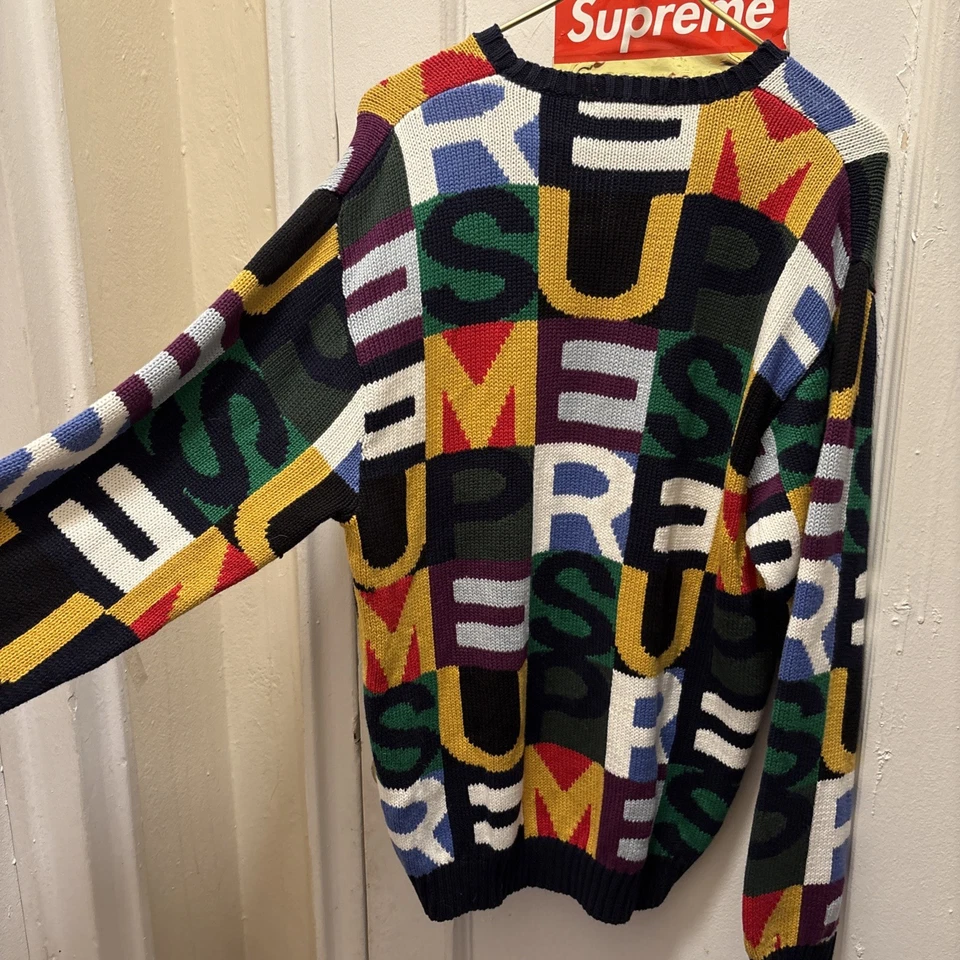 sz MEDIUM - Supreme FW18 Big Letters Sweater - Multicolor  - 100% Authentic RARE - Image 3 of 3