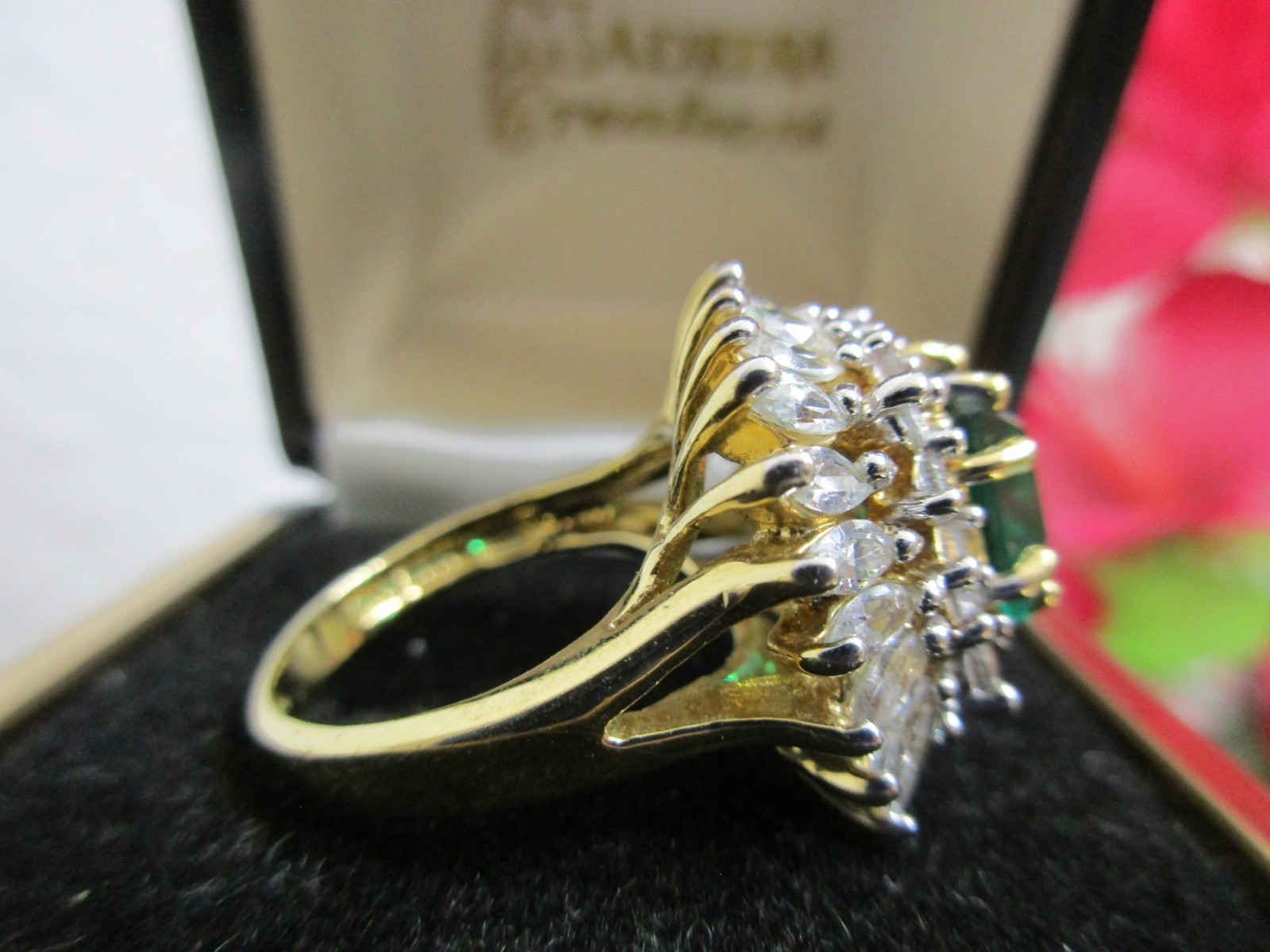 JBK JACQUELINE KENNEDY CAMROSE & KROSS Simulated EMERALD RING Size 6 Preowned