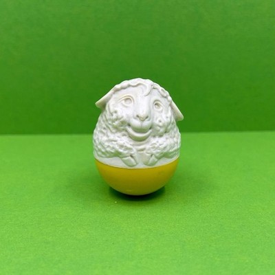 Vintage Airfix Weebles Spielzeug Schaf Bauernhof Tier gelber Sockel Wackel Figur 70er Jahre