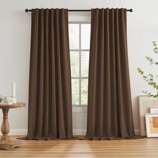 Brown Linen Textured Blackout Curtains 102 Inches Long for Living Room, 100 ...