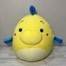 Disney Squishmallows Flounder Plush 14  Little Mermaid Yellow Blue Fish KellToy