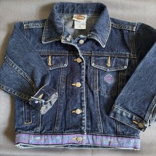 Harley Davidson Girls' Denim Jean Jacket Size 5 Embroidered Logo/motorcycle EUC