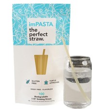 imPASTA Straws Biodegradable Clear Drinking Straws 7.75 Inch - 100 Count