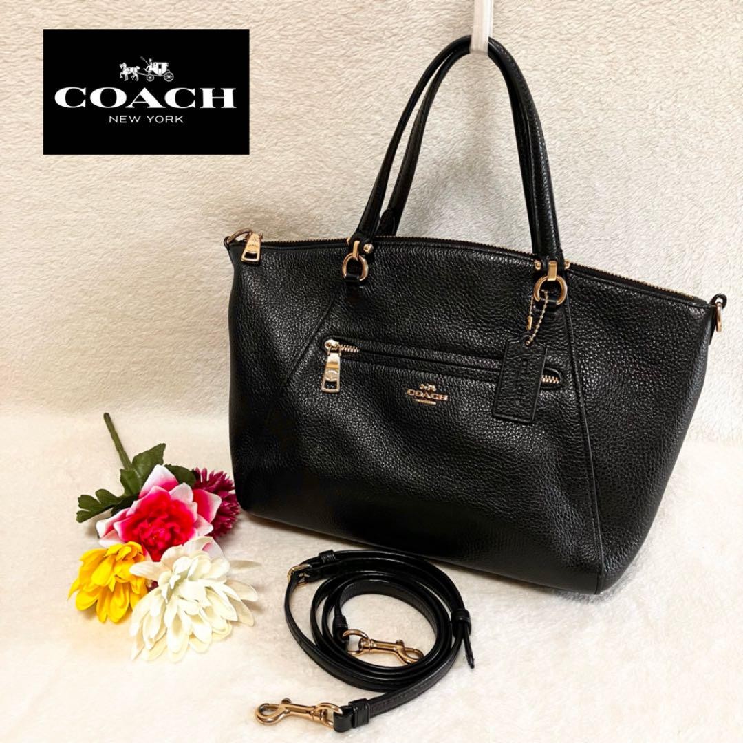 Coach Black Leather 2-Way Shoulder Bag - Like New Condition