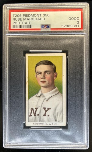 1909-11 American Tobacco Company T206 Rube Marquard Piedmont 350 PSA 2