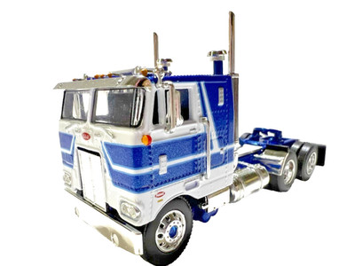 DCP  FIRST GEAR 1/64 SCALE PETERBILT 352 CABOVER, BLUE & WHITE, CHROME WHEELS