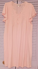Miss Elaine Cap Sleeve Light Pink Cotton Blend Knit Short Nightgown Chemise 1X