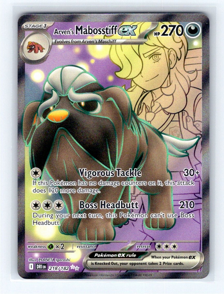Pokemon TCG - Arven's Mabosstiff ex - 218/182 - SV10: Destined Rivals NM