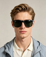 Ray-Ban RB2132F Matte Black New Wayfarer Sunglasses 55-18-140 G15 Green Lens