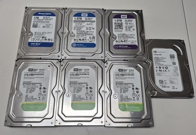Lot of 7 WD and SEAGATE 3.5'' 1 TB Desktop Hard Drives - WIPED READY FOR USE