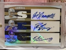 2006 Topps Triple Threads Namath Peyton Eli Manning Gold Patch Auto #/9