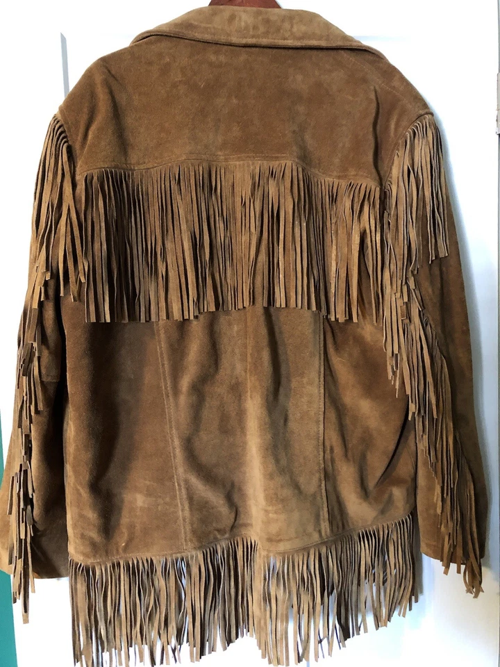 Chaqueta vintage de cuero con flecos para hombre L Foto 2 de 4