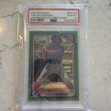 2024 Bowman - Chrome 1st Green Shimmer Refractor PSA 10 Yoeilin Cespedes /99