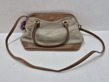 Vintage 1990s Liz Claiborne Tan Leather Handbag Purse Shoulder Bag Y2K Retro