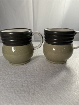 Pfaltzgraff SPHERE Mug Replacement Lot Of 2 Mugs Two Tone Gray Heavy Vntg