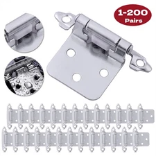 1-200x Matte Silver Cabinet Hinges Overlay Self Closing for Kitchen Cabinet Door