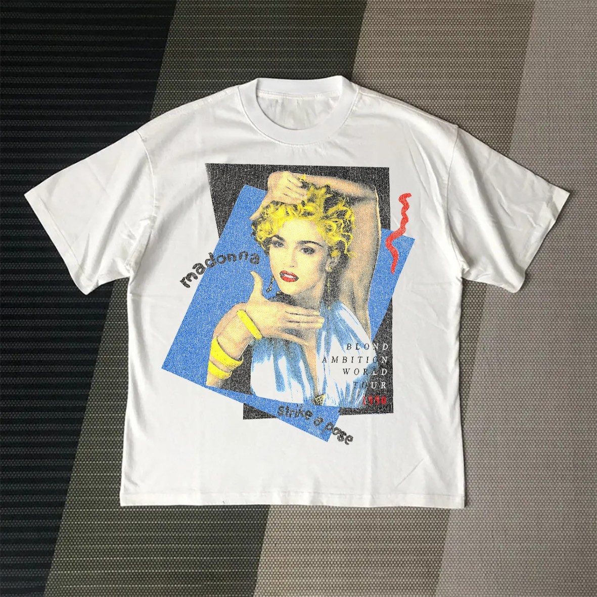 1990 Madonna Blond Ambition World Tour Washed T-Shirt White L | eBay
