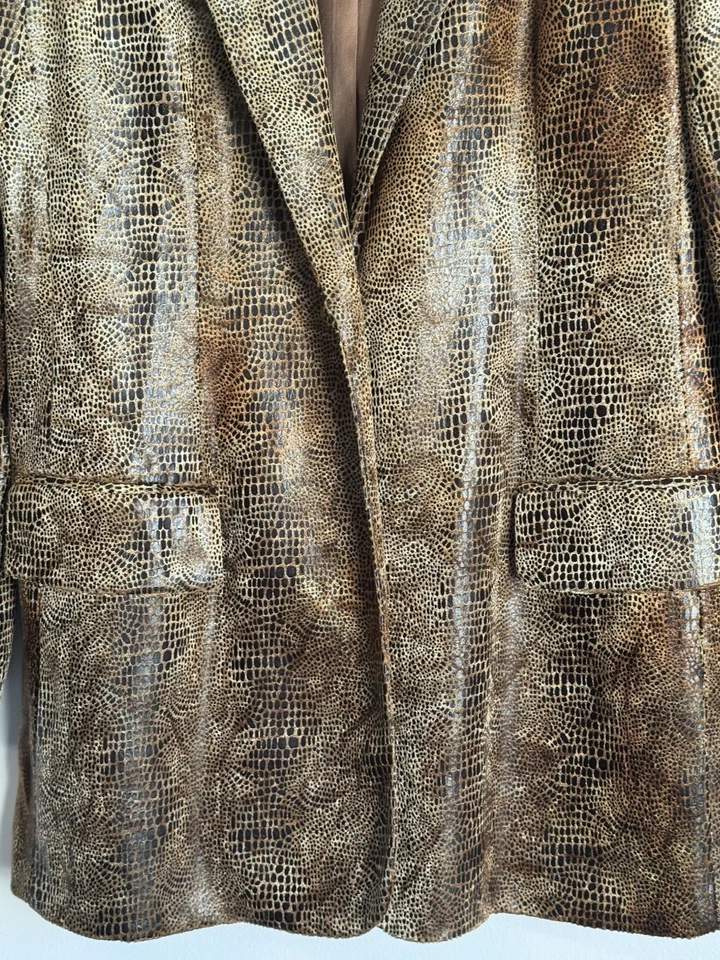 Винтажный кэш винтажный блейзер из змеиной кожи женский размер 8 глэм рок шик Y2K 90-е - Изображение 4 из 4