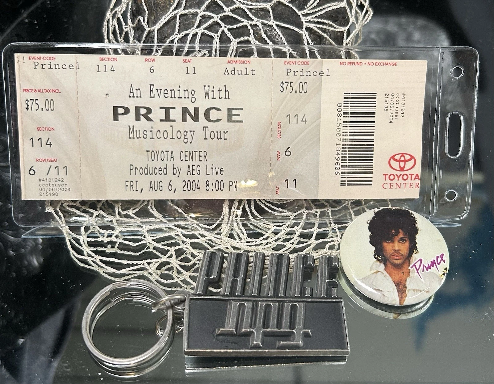 2004 PRINCE Concert NPG Stub And Keychain Plus Button