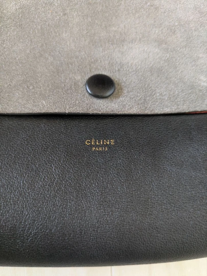 CELINE все мягкий мешок кожи замши оранжевый серый двухцветный б/у отличном - Изображение 2 из 4