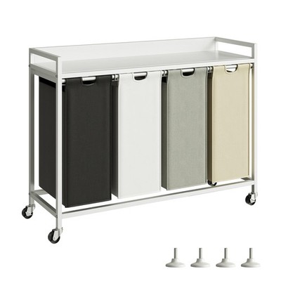 Herture Laundry Hamper with Shelf, Laundry Basket 4 Section, Laundry Sorter w...