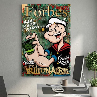 Popeye Seemann Wandbild Forbes Business. Acrylglas, Leinwand, Poster, Pop Art