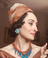 Vtg New Look 50s-60s straw "Turban" hat Exellent Condition