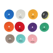 Diamond Polishing Pads 3 inch Wet/Dry 10 Piece Set Granite Stone Concrete Marble