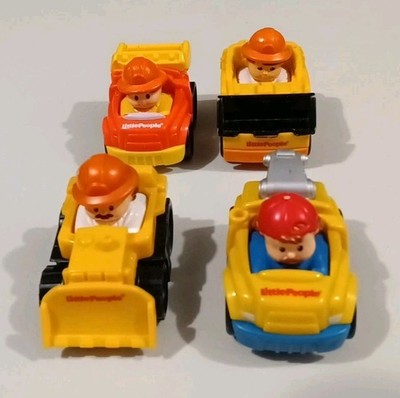 Fisher Price Little People Wheelies Vehicles Lot (4) Construction 1A EXC COND