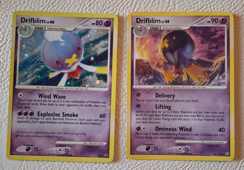 2 Drifblim Pokemon cards, 1 Holo DP34