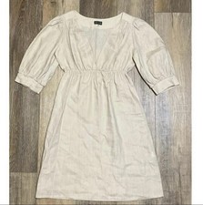 Anthropologie Fei Womens 100% Linen Golden Road Dress Petite Boho Cottagecore
