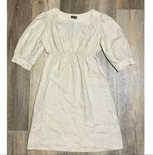 Anthropologie Fei Womens 100% Linen Golden Road Elegant Dress Petite Boho EUC