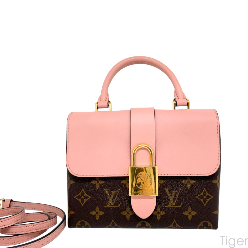 LOUIS VUITTON pink Auth l coated locky bb lock hand-held crossbody bag