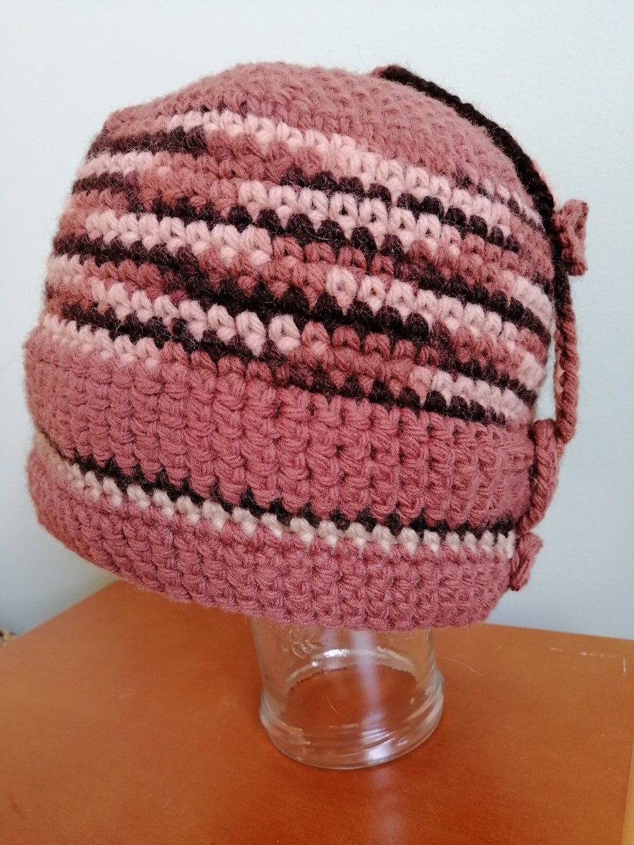 Handmade Crochet Knit Beanie Hat 20% Wool/80% Acrylic No lining