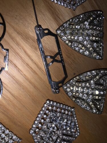 2 ANTIQUE / VINTAGE ART DECO RHINESTONE SHOE CLIPS Matching Bracelet Rare Sets - Picture 5 of 18