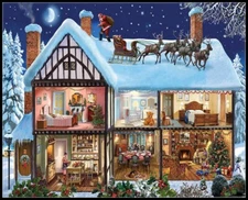 Christmas House - DIY Chart Counted Cross Stitch Patterns Needlework DMC Color 
