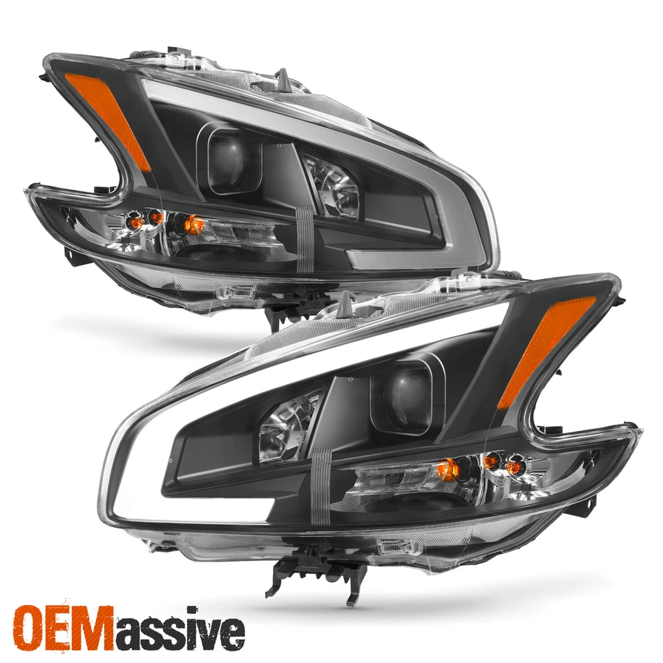 Fits [Black] 2009-2014 Maxima LED DRL Light Bar Projector Front Headlights - Image 2 of 4