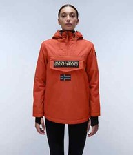 Napapijri Rainforest Jacket Womens Xl Pullover Fleece Lined Orange Clay Rrp £200