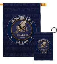 Seabees Proud Uncle Sailor Burlap Garden Flag Navy Armed ForcesYard House Banner