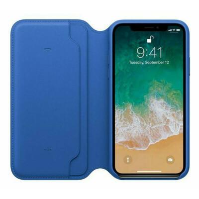 Original Apple Leder Folio Wallet Case Hülle für iPhone X - Electric Blue - Neu