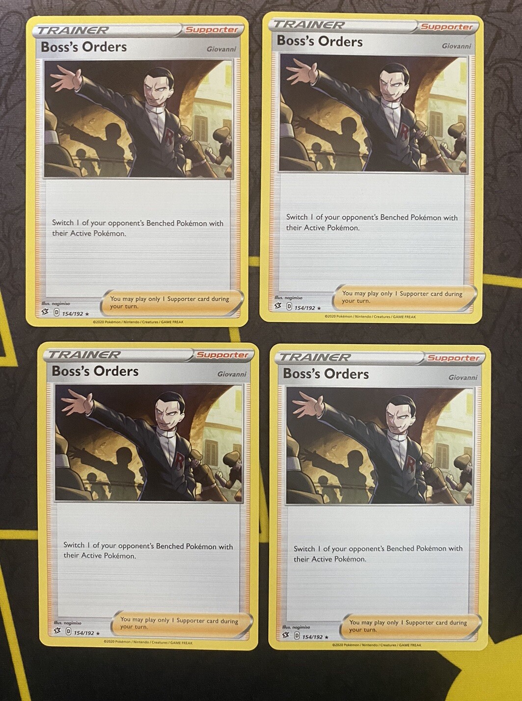 4X Boss's Orders 154/192 Rebel Clash Pokemon TCG Card NM