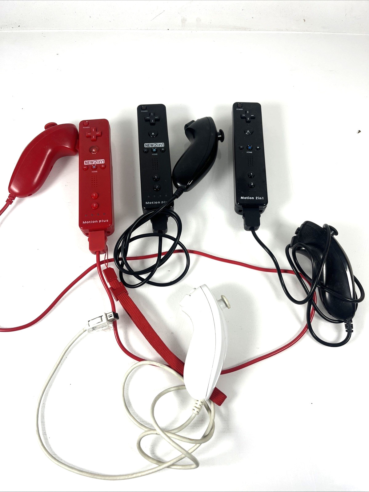Wii Motion Plus Controller - 2 In 1 Wireless Lot Of 3 With One Analog White