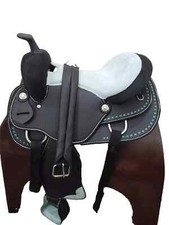 Synthetic Western Barrel Racing Trail Horse Tack Saddle Size 15".