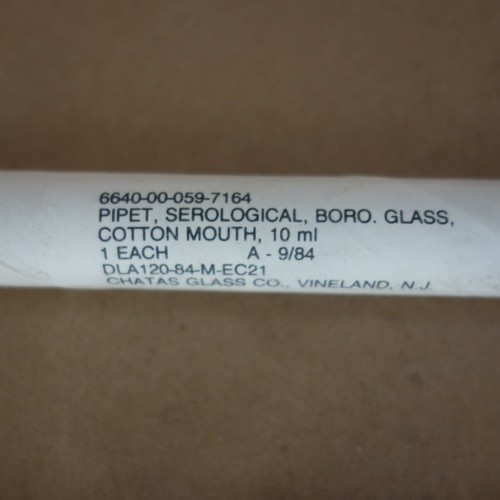 3 Vintage Chatas Boro Glass Serological Pipet 1/10ML Cotton Mouth Medical NOS - Imagen 6 de 9